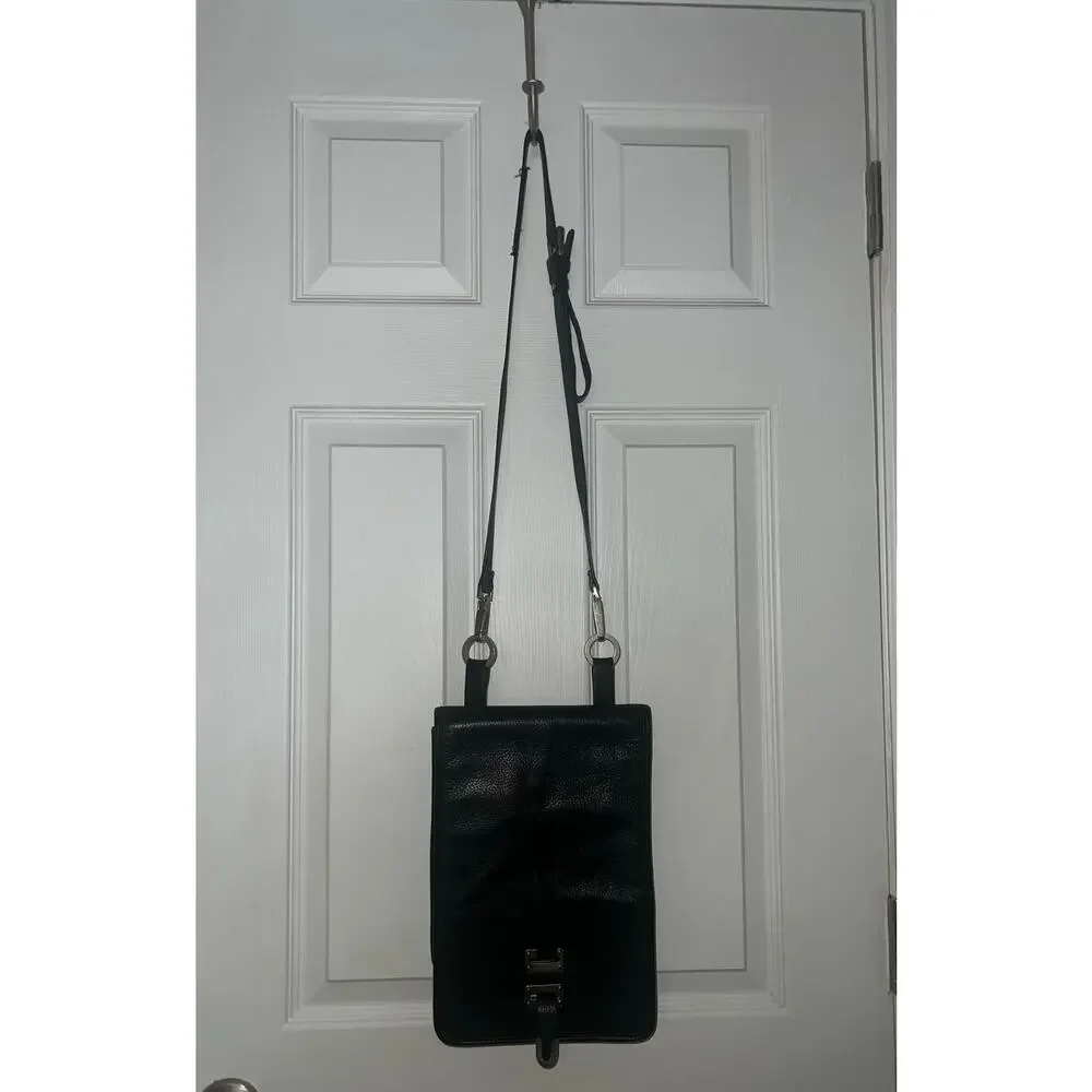 Kenneth Cole Vintage Crossbody Bag Black Leather Pocket Organizer Work Career